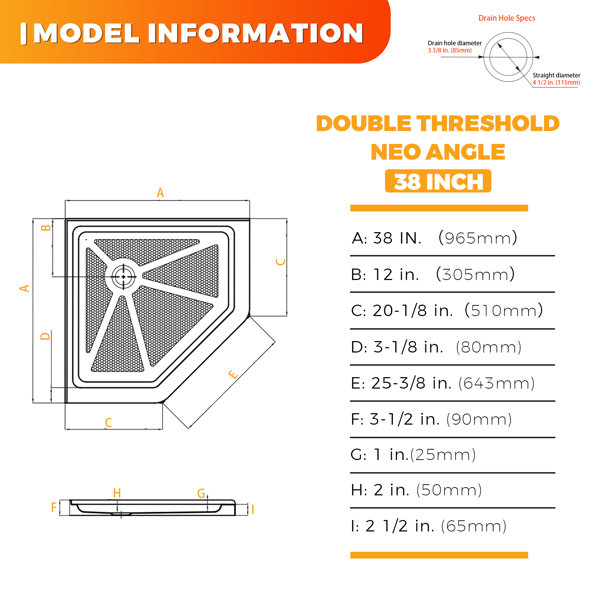 CKB 38" W x 38" D NeoAngle Double Shower Base Wayfair